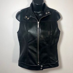 Guess Sz Small Black zip-up moto polyester vest